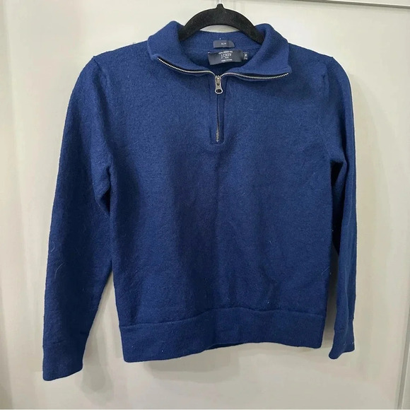 J Crew Wool Half Size Sweater Navy Blue Slim Fit - Picture 2 of 5